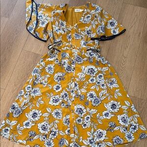 Eliza J Mustard Floral Dress